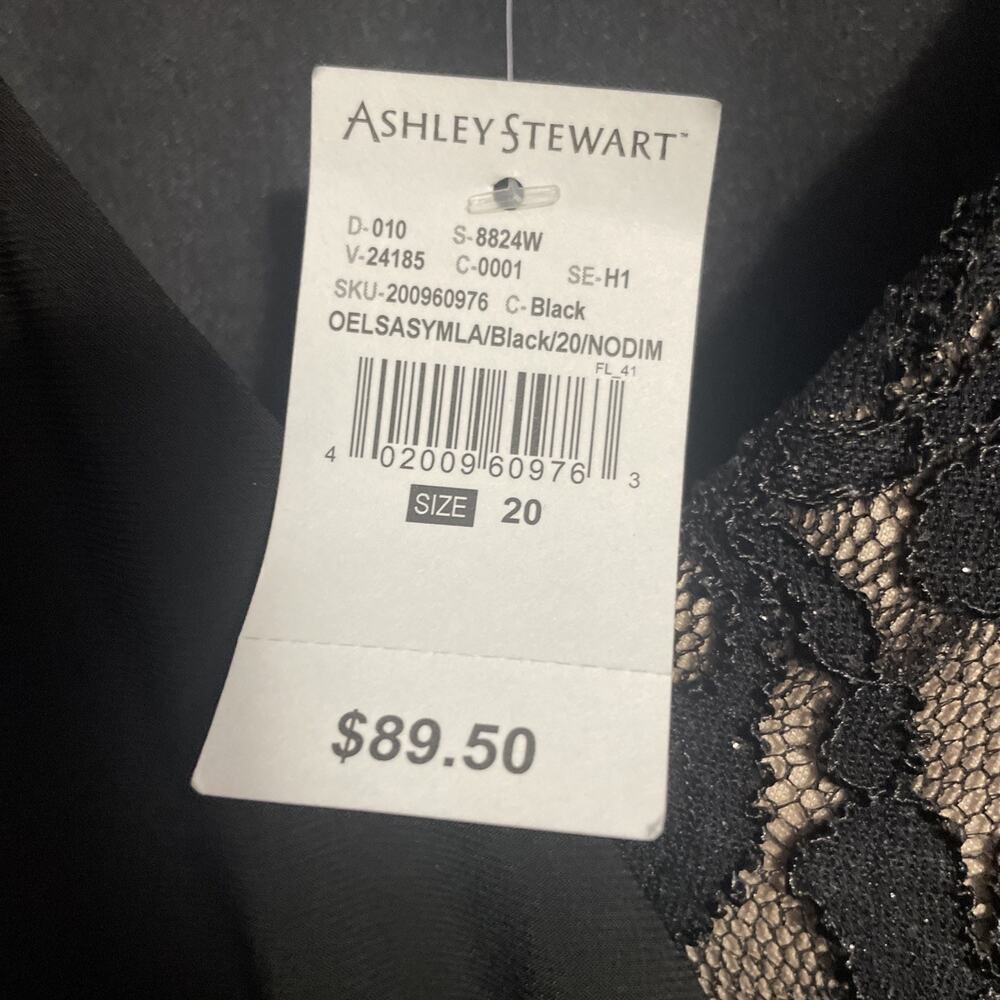 R&M Richards Black Stretch Formal Evening Dress Sz 20W - Picture 5 of 7